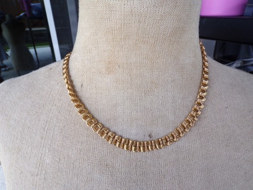 Vintage 17" MONET Gold Tone 1/4" Thick Twisted Chain Choker Necklace