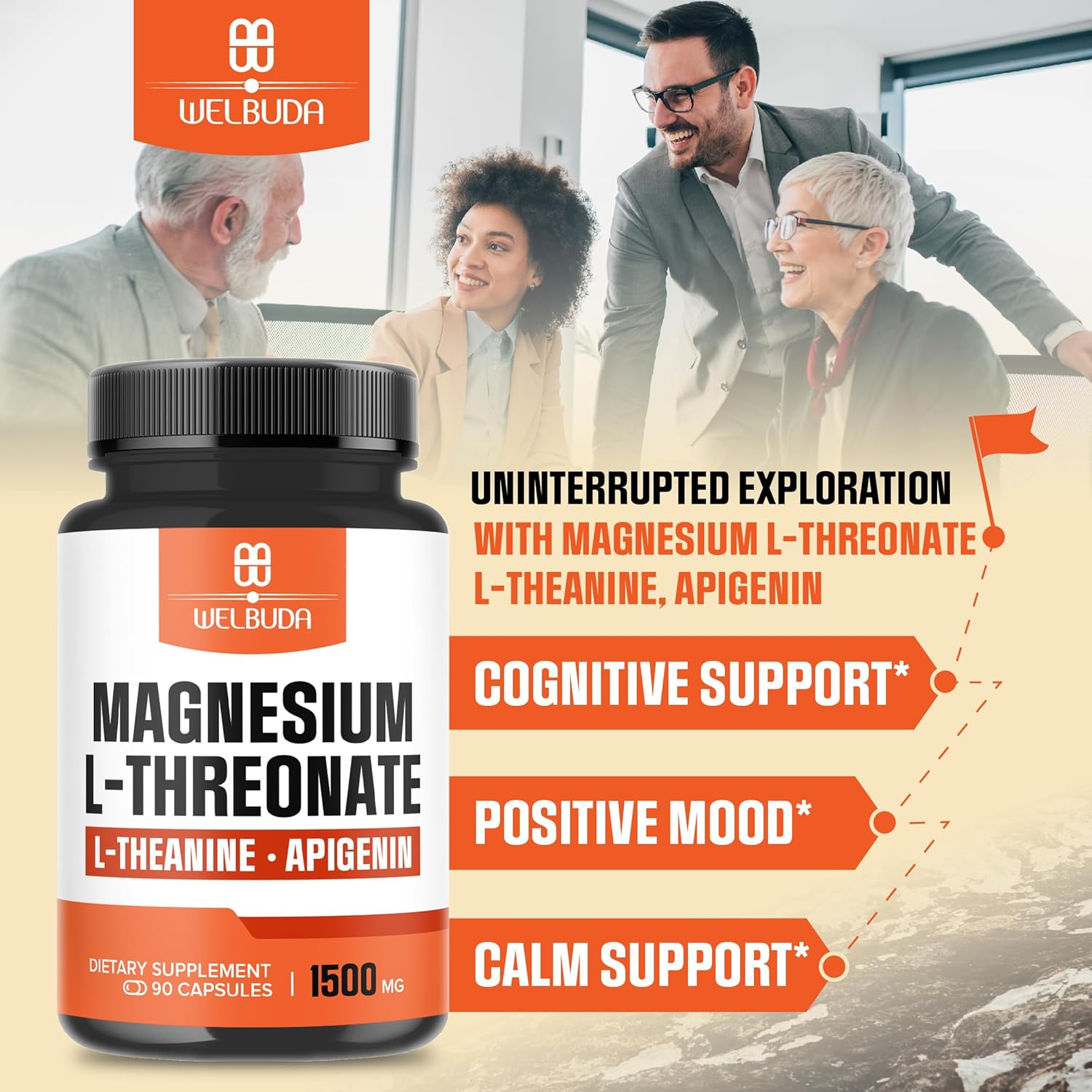 Magnesium LThreonate with LTheanine & Apigenin 1500Mg Magnesium