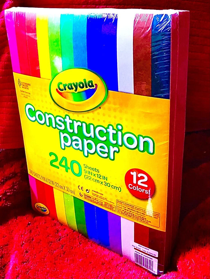 CRAYOLA MEGA JUMBO PACK 240 folhas de papel de construção 12 cores NOVO - Imagem 2 de 4