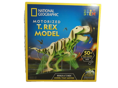 Motorized T. REX Wood Model Dinosaur by National Geographic Moves w/Lighted Base