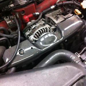 CARBON FIBRE ALTERNATOR BELT COVER FOR SUBARU IMPREZA GDB WRX STI 2001-07 Z1318 - Picture 1 of 5