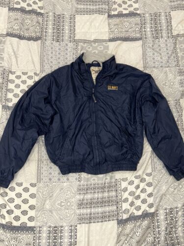 Oarsman Jacket Medium Men's Bomber Blue Windbreaker United State Navy Bald Eagle - Picture 2 of 4