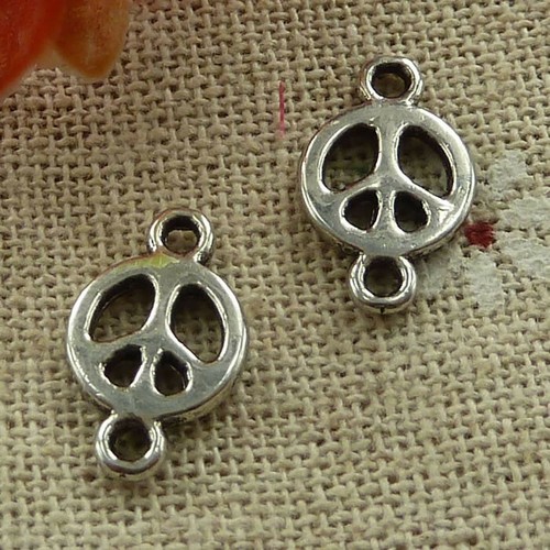 Spedizione Gratuita 280 pz Connettori simbolo pace argento tibetano 15x9mm L-3130 - Foto 2 di 4