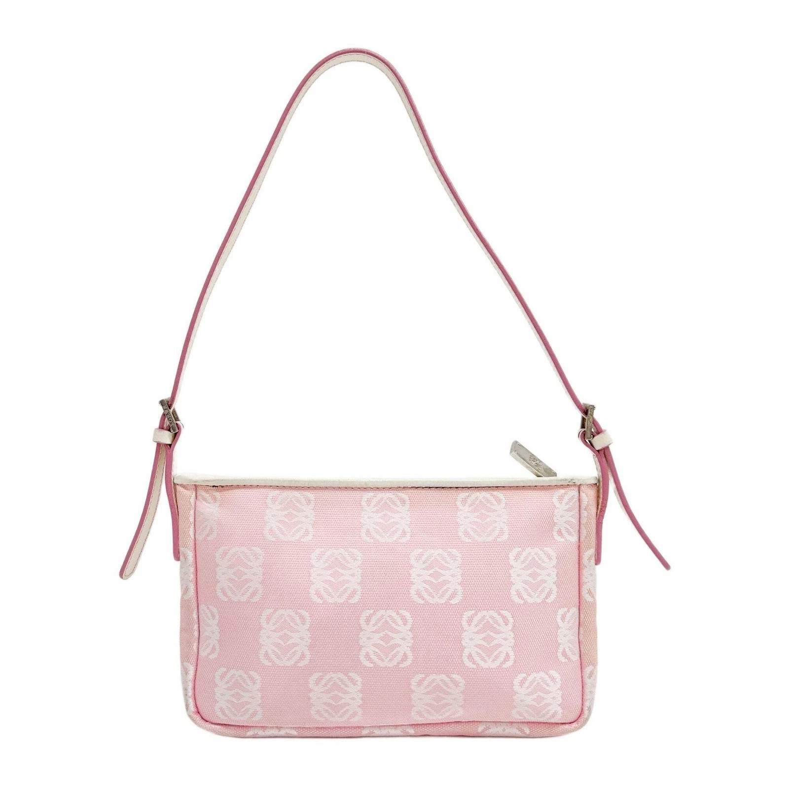 Loewe — LOEWE Anagram Pink Checkered Canvas Shoulder Bag