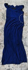 Vjshow Blue Rhinestone & Ruffle Long Evening Dress Sleeveless XXL Formal