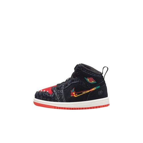 Toddler's Jordan 1 Mid SE "Siempre Familia" Bk/Chile Red-Sl (DN5120 001)