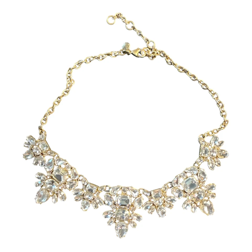 Collar Gargantilla J CREW Tono Dorado Transparente Estrás Declaración JC361 Foto 3 de 4