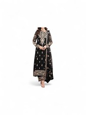 PAKISTANI WOMEN 3 PIECE EMBROIDEREDBLACK SALWAR KAMEEZ SUIT WITH DUPATTA