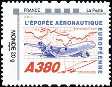 A380-128N : 2011 - TPP Monde 20g "A380 vers l'Asie" cadre 'FRANCE - La Poste' à 