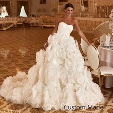 Wedding Dress Sweetheart Pleat Ruffles Ball Gown Flower Bridal Dresses BrideGown