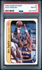 1986 FLEER STICKER #4 ALEX ENGLISH PSA 8