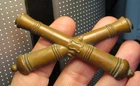 Antique Civil War Brass Crossed Artillery Cannons Insignia Badge Large Pin