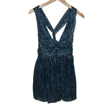 NWT Lulus "Ailey" Grecian Metallic Twist Back Skater Dress size XS Teal/Gold