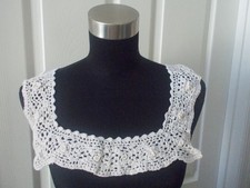 Ladies Handmade Square Neck Ecru Crochet Lace...