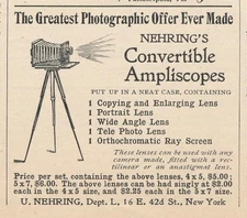 Magazine Ad - 1900 - Nehring's Ampliscoope Camera - New York