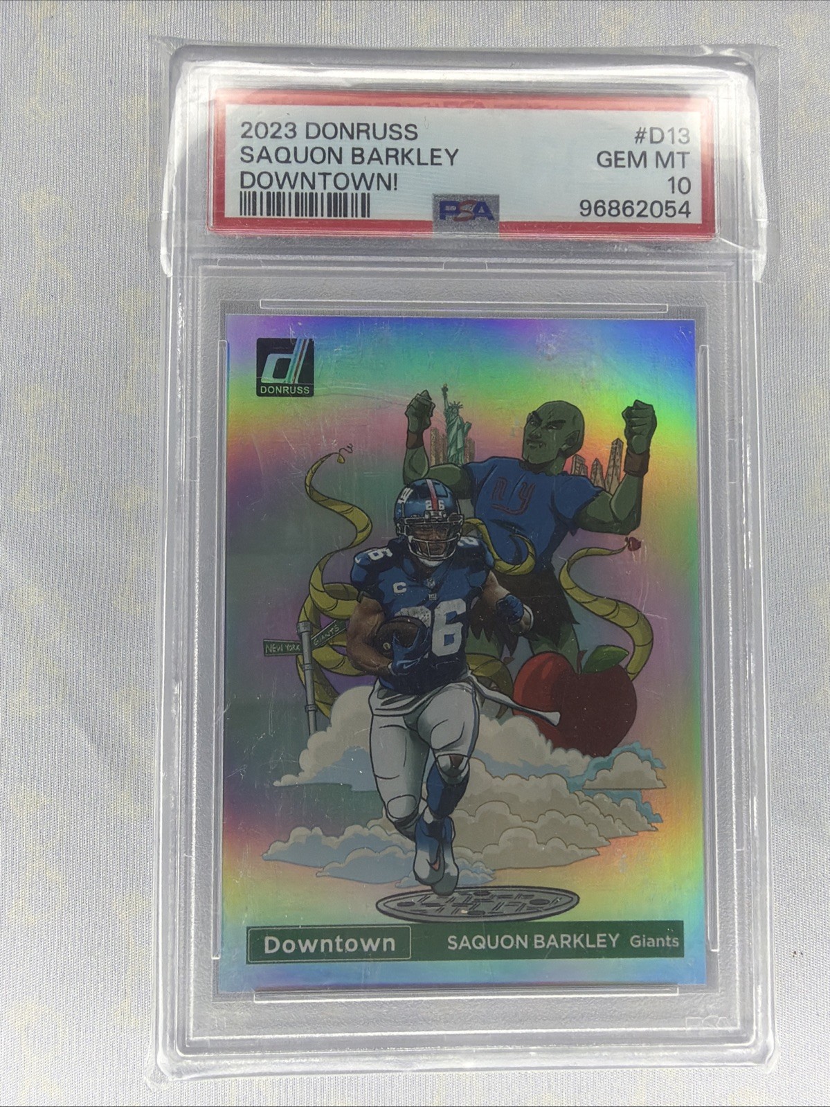 2023 PANINI DONRUSS DOWNTOWN! #D13 SAQUON BARKLEY PSA 10! 🔥