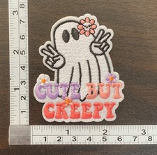 Cute But Creepy Ghost Halloween Embroidered Iron On Patch