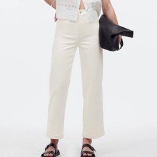 madewell petite emmett wide-leg crop jean: welt pocket tile white np376 size p33