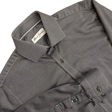 Robert Graham Button Down Shirt Mens 15.5 Black White Micro Pattern Long Sleeve