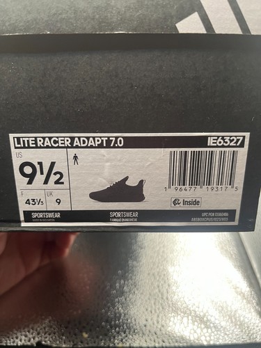 Size 9.5 – Adidas Lite Racer Adapt 7.0 Black/Grey – New with Box - Picture 10 of 10