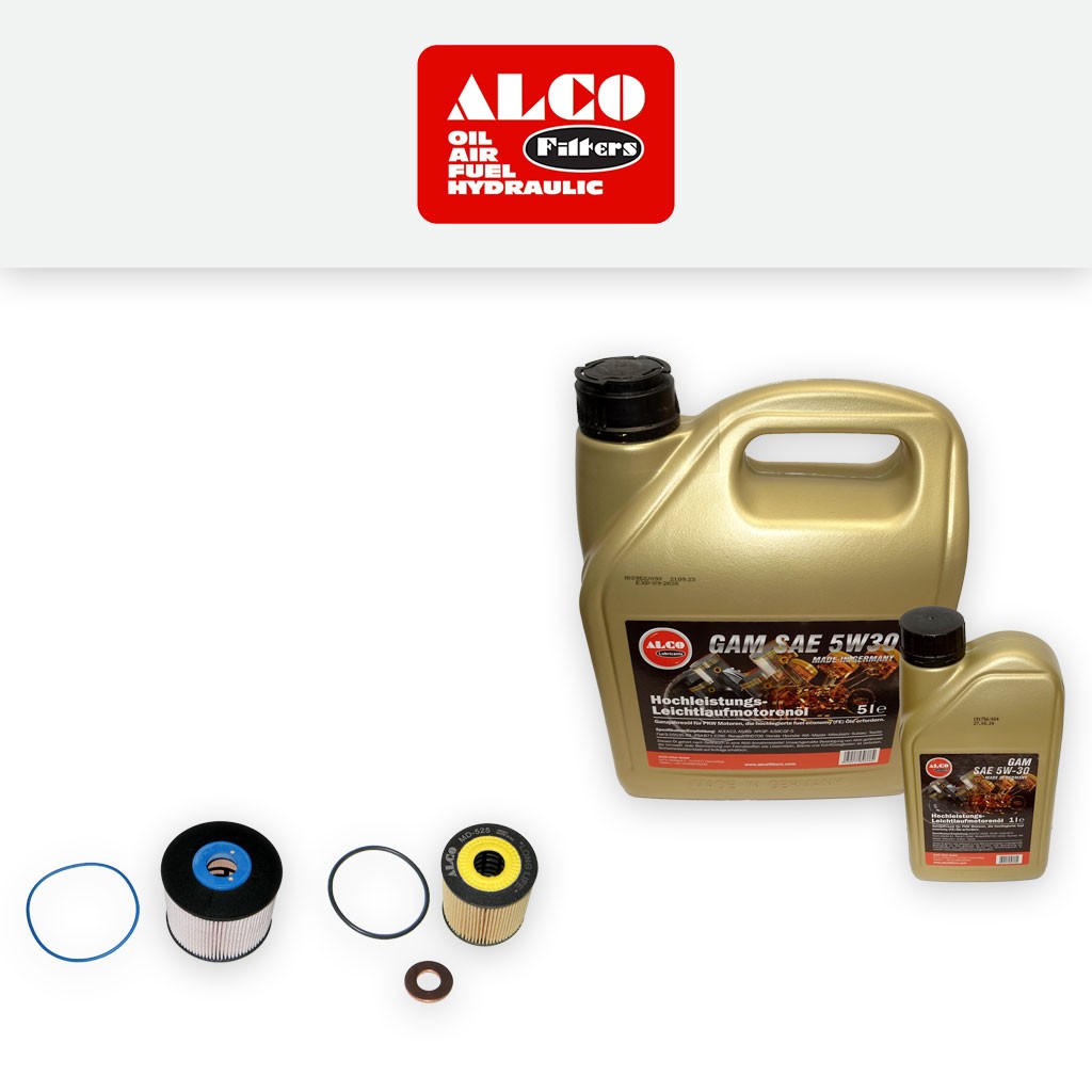 SERVICE KIT for PEUGEOT 508 2.0 HDI DW10C ALCO OIL FUEL FILTERS +OIL (2010-2018)