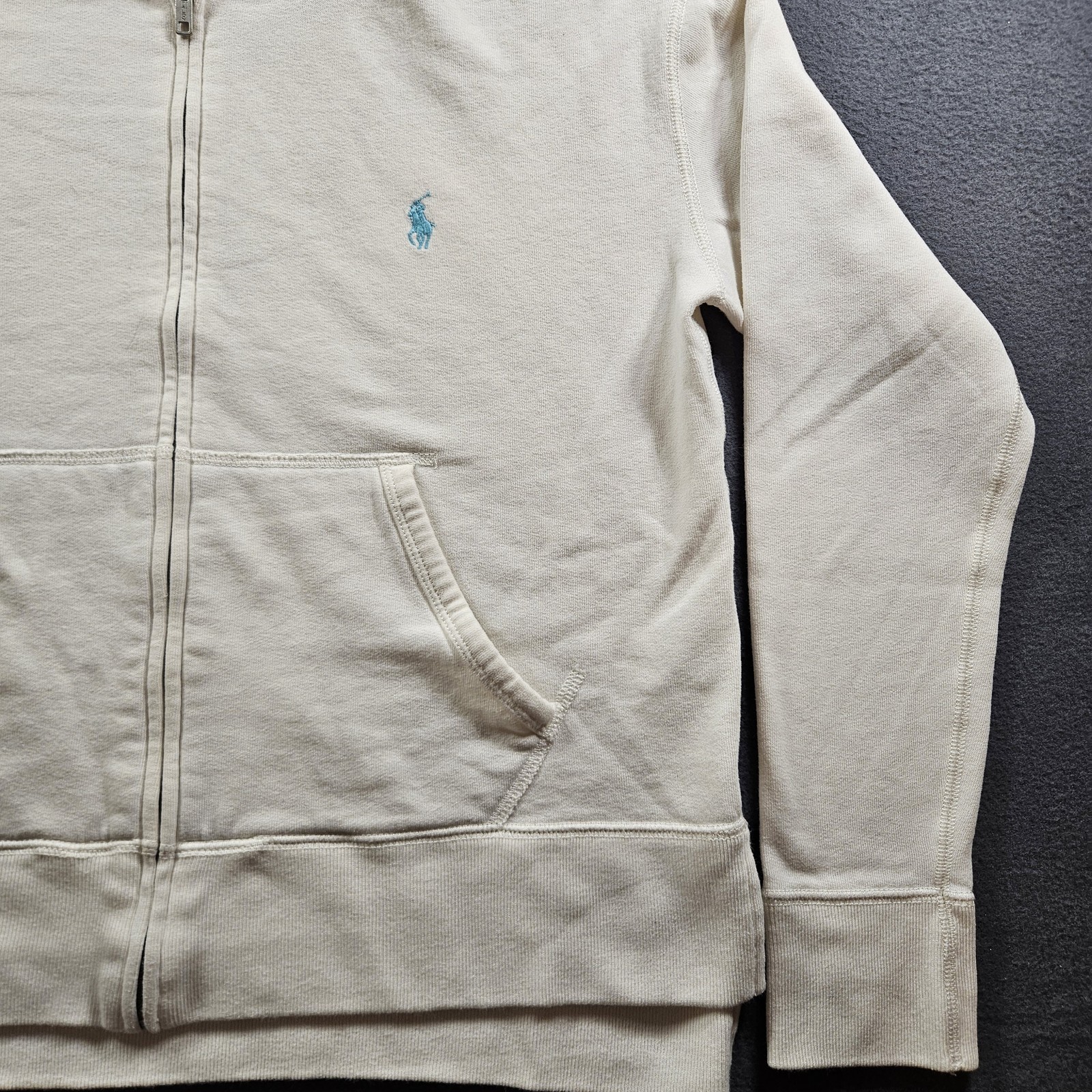 Polo Ralph Lauren felpa con cappuccio uomo media zip blu pony pullover felpa