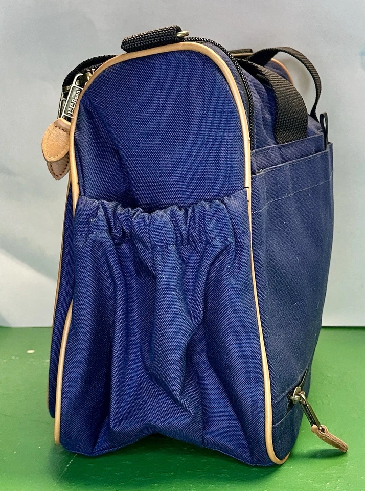 Bolso de Viaje LL Bean Vintage Azul Marino Lona Equipaje Borde de Cuero Excelente Estado Foto 4 de 4