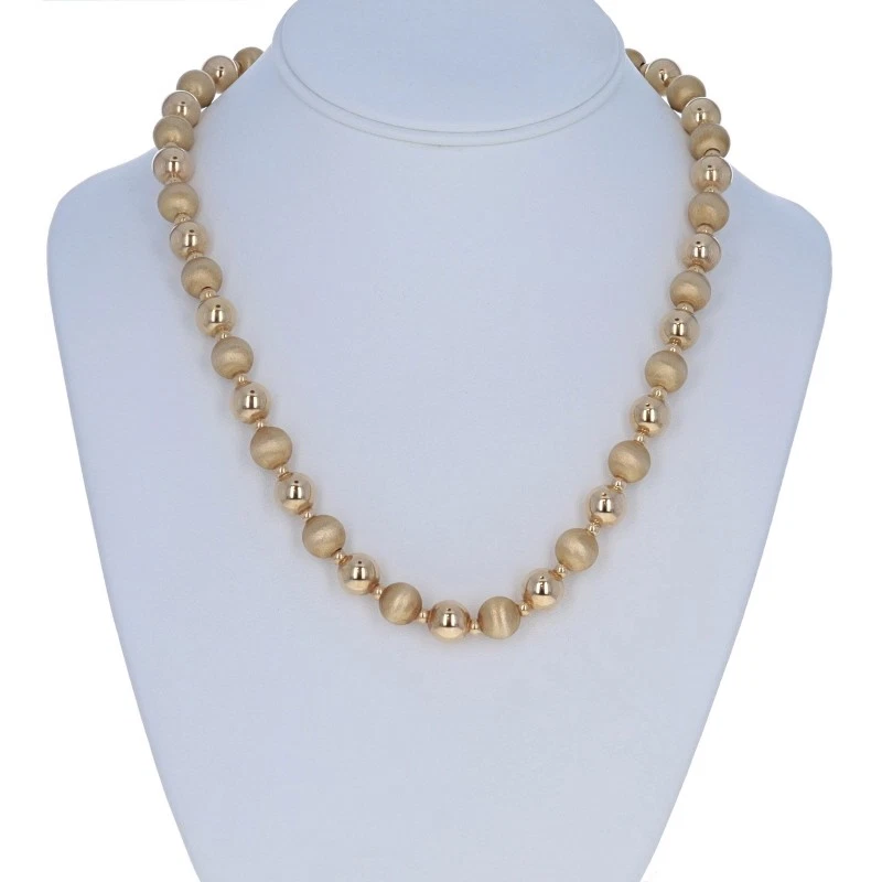 Collar de cuentas de oro amarillo de 20 1/4" - 14k liso y cepillado Foto 2 de 4