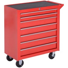 DURHAND Carrello Porta Attrezzi con 7 Cassetti e Tappetini per Garage, Rosso
