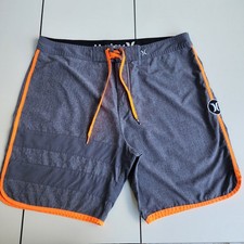 Hurley Men  s Board Surf Swim Shorts Trunks Orange Gray 8" Size 38