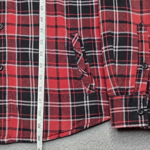 American Rag Flannel Shirt Jacket Shacket Mens' L - Red Black Plaid Sherpa Lined - Picture 8 of 8