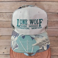 VTG Lone Wolf Guide Service Livingston Montana Camo Strapback Hat Hunting Cap