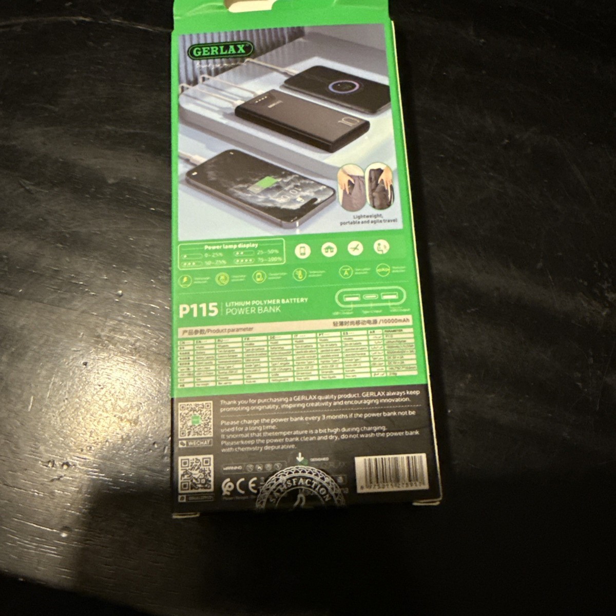 GERLAX 9000mAh P115 3A USB-C and USB-A Power Bank Battery