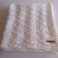 White chunky Hand-knitted Baby Blanket