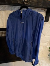 Nike Men's Hooded 1/4 Zip Windbreaker Jacket Nylon Blue Solid Size L