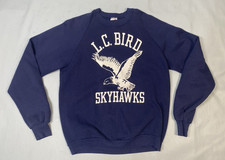 Vintage Sweatshirt SIZE LARGE blue JERZEES LC BIRD SKYHAWKS VIRGINIA 80s 90s