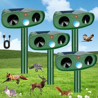 4 Pack Solar Ultrasonic Pest Repeller Outdoor Motion Activated