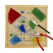 12.6"x12.6" Stained Glass Cutting Mat with Removable Tray, Mesh Design Catche...