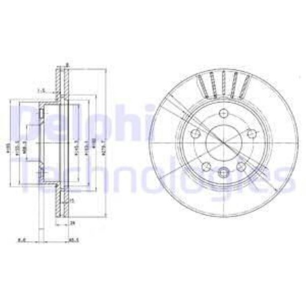 Delphi 2X Bremsscheibe Vorne Ø280 Mm BelüFtet FüR VW Transporter IV Bus 70XB-image