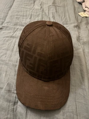 Fendi casquette de baseball homme coton monogramme marron/noir taille M - Photo 1/3