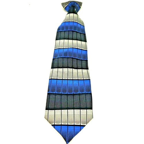 Covington Men Necktie Blue and Silver Geometric Pattern 100% Silk Hand Stitch 58