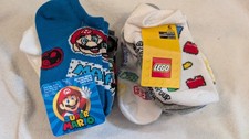 Super Mario And Lego Toddler Socks Size S Shoe Size 4.5-8.5