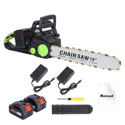 2 Battery 16in Brushless Chainsaw for Home Logging Easy Cut 1800W Power