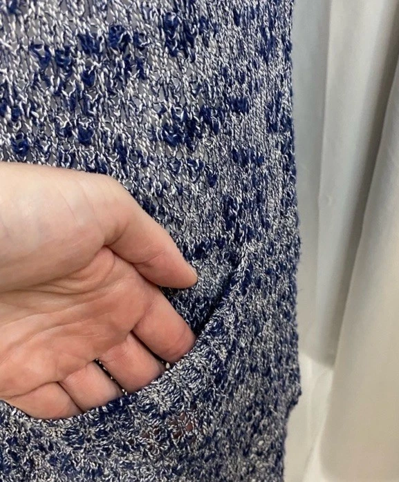 Cárdigan bajo suelto tejido frente abierto manga corta para mujer mediano uso profesional lino Foto 3 de 4