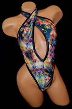 Exotic Dancewear Stripper Wear One Piece Adjustable Thong Back Romper