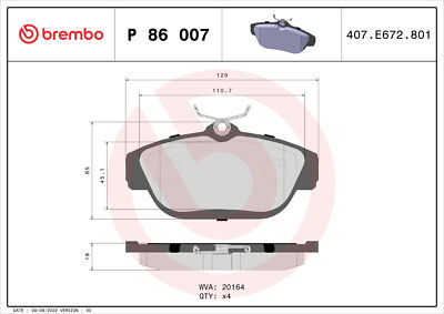 BREMBO P 86 007 Bremsbelagsatz, Scheibenbremse für VOLVO