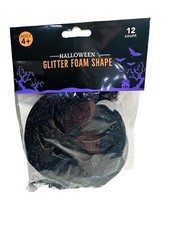 Halloween Glitter Black Pumpkins Foam Shape 4 12ct