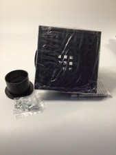 6  Square Shower Floor Drain with Flange, Quadrato Pattern Grate Removable Black