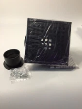 6” Square Shower Floor Drain with Flange, Quadrato Pattern Grate Removable Black