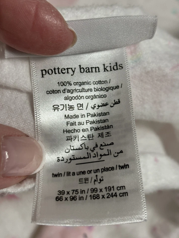 Pottery Barn Kids Twin Flat Sheet Pink Unicorns Organic Cotton Flannel - Image 3 of 4